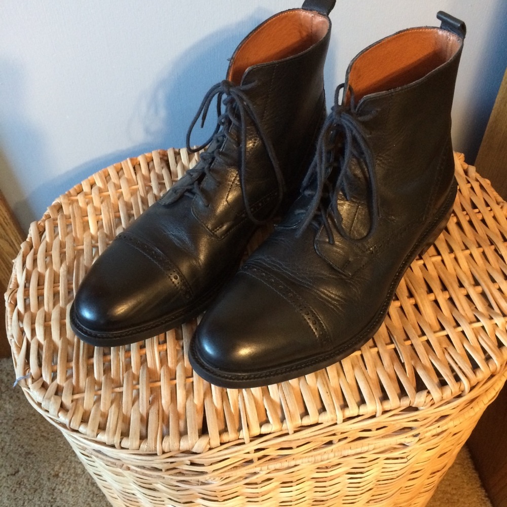 Men’s Stafford Black Leather Boots Size 8